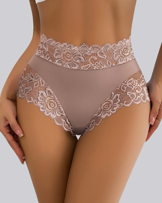 High Waist Elastic Lace Underwear Tummy Control Hip Lifting Triangle Panties