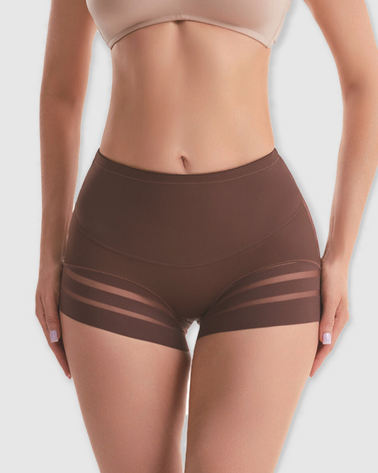 Mid-Rise Mesh Tummy & Hip Shaping Panties with Cotton Crotch Liner