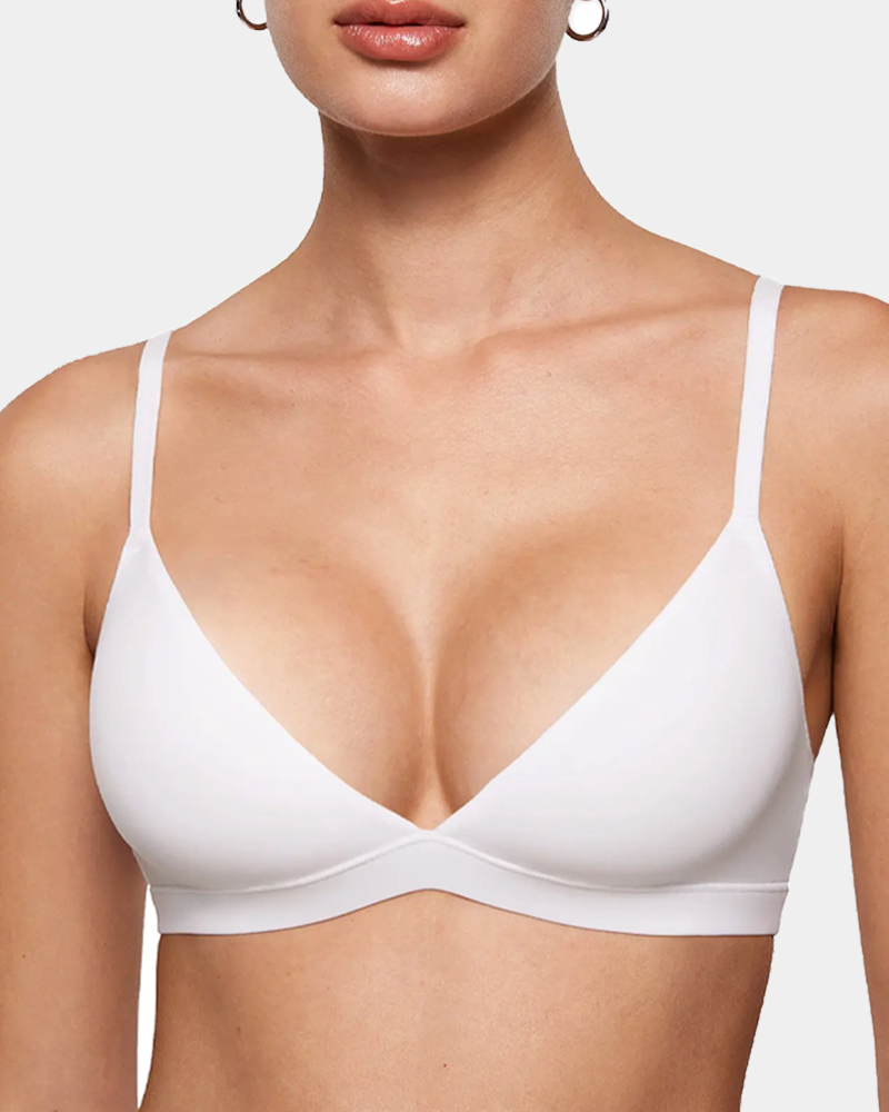 Unpadded Seamless Triangle Bra with Deep V & Wire-Free Cups
