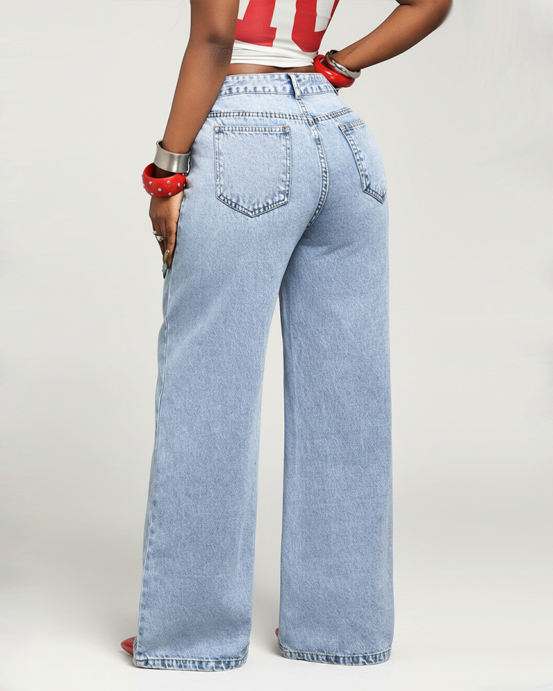 Fashion Asymmetrical Design Casual Denim Pants