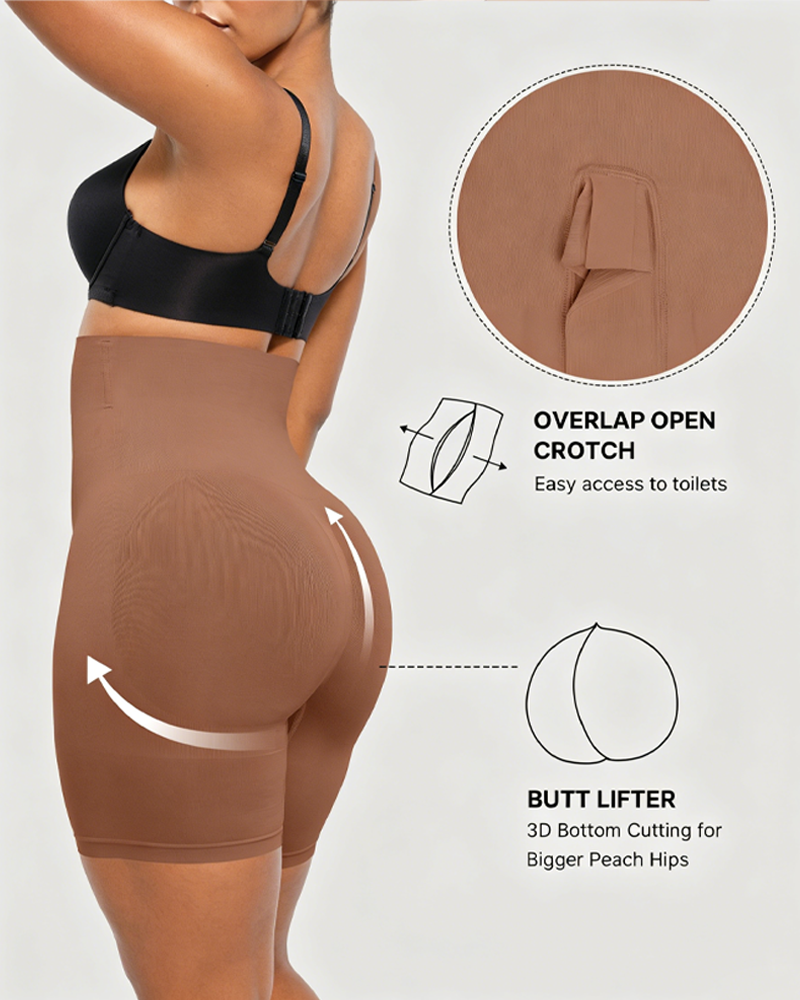 High Waist Seamless Sculpting Shorts with Tummy & Hip Shaping