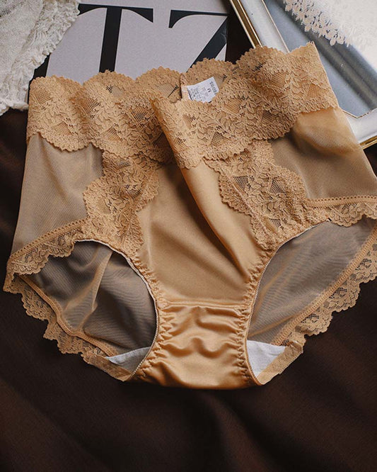 Women’s Plus Size Underwear, Ladies Sexy Lace High Waisted Panties, Soft Full Breathable Briefs