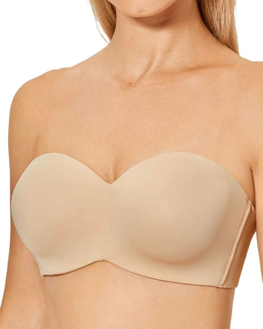 Women's Strapless Bra Plunge Push Up for Big Busted Seamless Slightly Lined Support Lift Plus Size Invisible