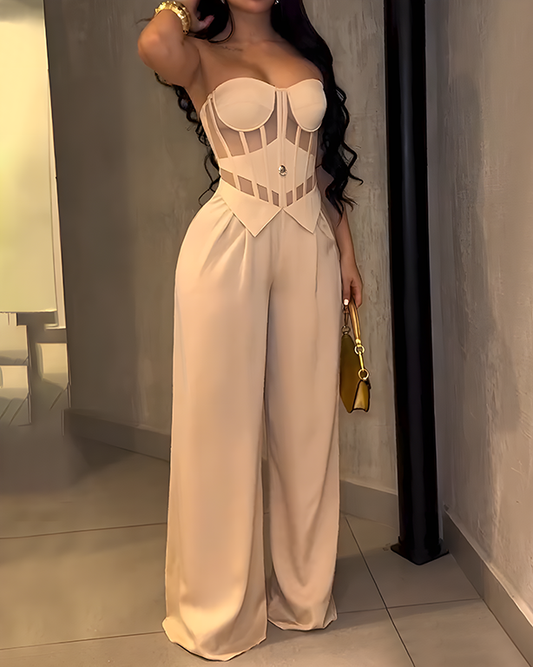 Bandeau Slimming Fit Casual Wide-Leg Jumpsuit