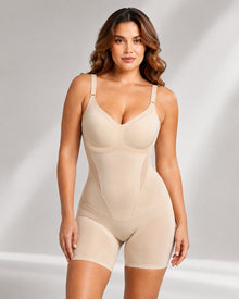 Padded Ultra-Thin Breathable Shapewear Bodysuit Tummy Control Butt Lifting Open Crotch