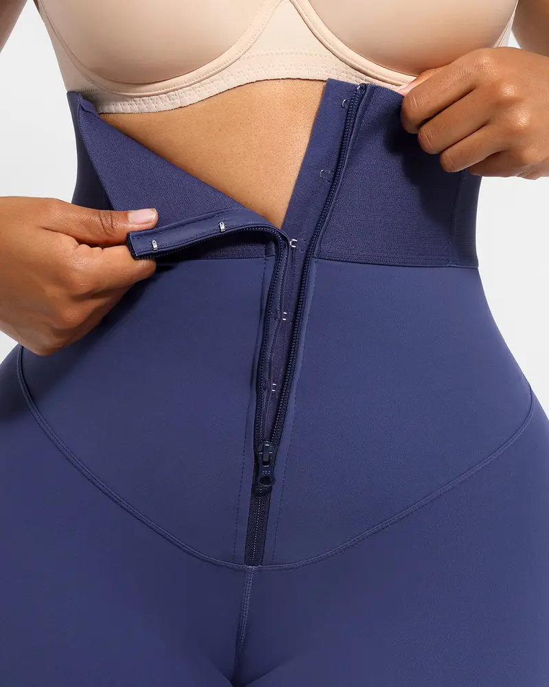 High Waist Zipper Tummy Control Butt Lifting Shaping Sports Shorts